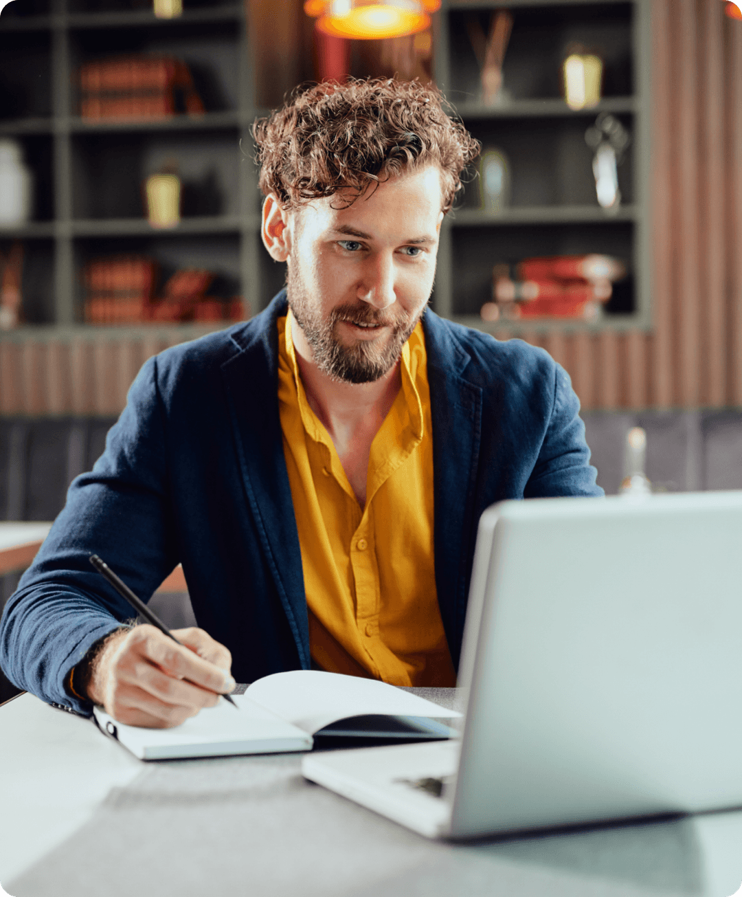 Business professional using Spiky on laptop
